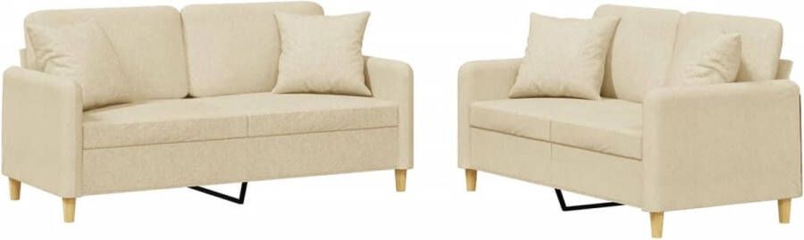 VidaXL Loungeset 2-delig Inclusief Kussens crème Loungebank Tweezitsbank Buitenbank Tuinset Loungehoek