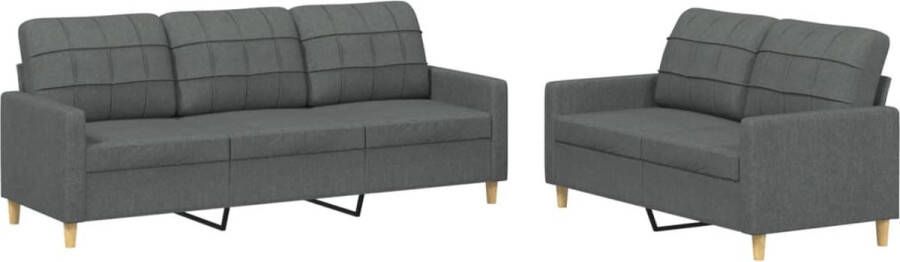 Vida XL vidaXL 2-delige Loungeset met kussens stof donkergrijs-VXL-3201307 - Foto 2