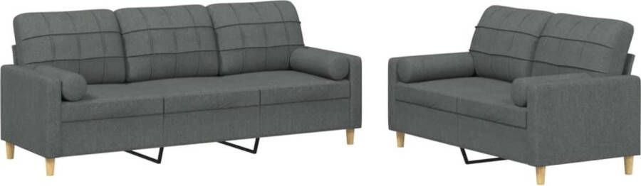 Vida XL vidaXL 2-delige Loungeset met kussens stof donkergrijs-VXL-3201323 - Foto 4