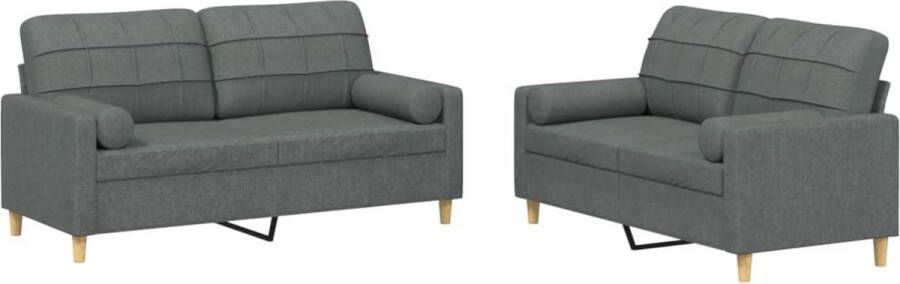 Vida XL vidaXL 2-delige Loungeset met kussens stof donkergrijs-VXL-3201649 - Foto 4