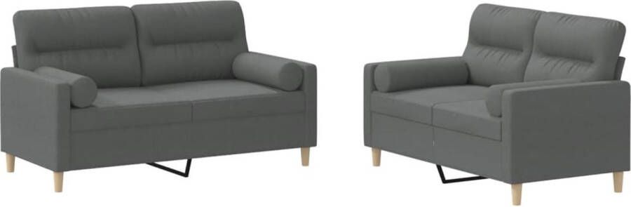 VidaXL -2-delige-Loungeset-met-kussens-stof-donkergrijs - Foto 3