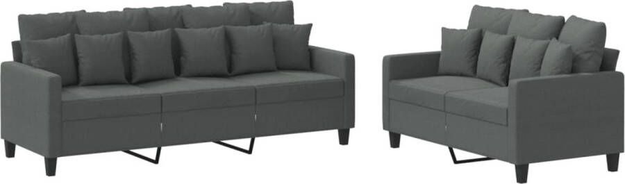 Vida XL vidaXL 2-delige Loungeset met kussens stof donkergrijs-VXL-3201665 - Foto 3