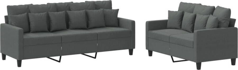 VidaXL Loungeset 2-delig Donkergrijs stof Loungeset Bankstel Buitenmeubilair Tuinlounge Lounge Set Grijs Bankstel Stofbankstel 2 Persoons Bank - Foto 2