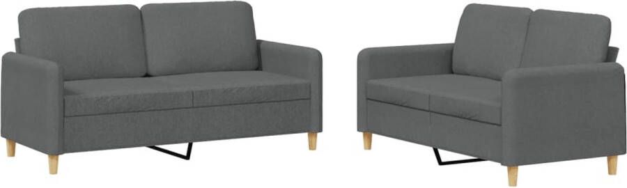 The Living Store Loungeset Donkergrijs 2-zitsbank 140 cm met Comfortabele Zitervaring Schuim Vulling Metaal en Multiplex Frame Loungeset Bankstel Tweezitsbank Donkere Meubels Grijs Meubel - Foto 2