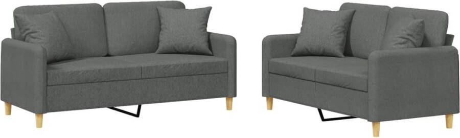 The Living Store Loungeset Prachtige Duurzame Stof 140 cm Donkergrijs Loungeset 2 Persoons Bank Donkere Grijze Bank Stoffen Bank Lounge Meubels