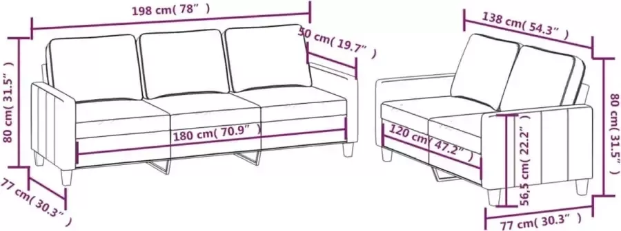VIDAXL 2-delige Loungeset met kussens stof lichtgeel - Foto 2