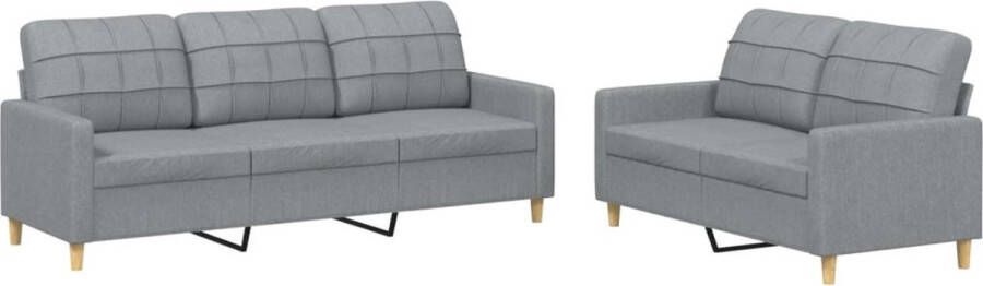 Vida XL vidaXL 2-delige Loungeset met kussens stof lichtgrijs-VXL-3201306 - Foto 4