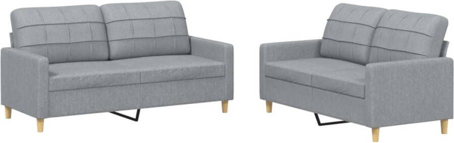 Vida XL vidaXL 2-delige Loungeset met kussens stof lichtgrijs-VXL-3201274 - Foto 3