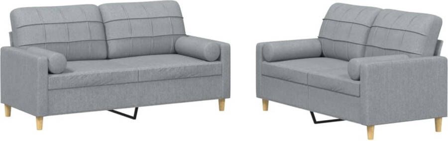 Vida XL vidaXL 2-delige Loungeset met kussens stof lichtgrijs-VXL-3201290 - Foto 2