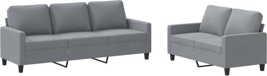 Vida XL vidaXL 2-delige Loungeset met kussens stof lichtgrijs-VXL-3201460 - Foto 6