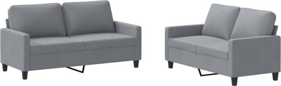 Vida XL vidaXL 2-delige Loungeset met kussens stof lichtgrijs-VXL-3201444 - Foto 5