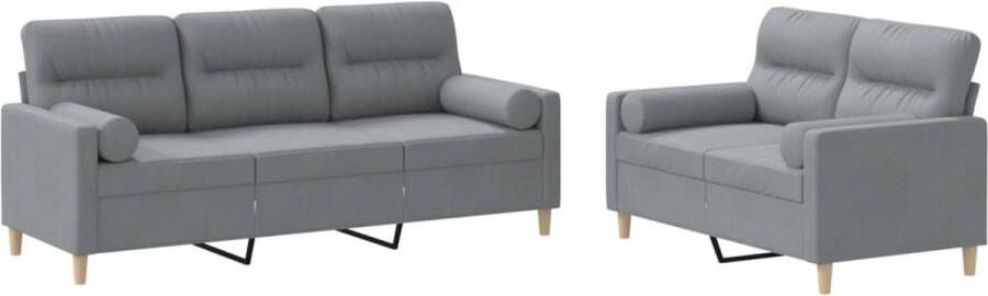 VidaXL -2-delige-Loungeset-met-kussens-stof-lichtgrijs - Foto 2