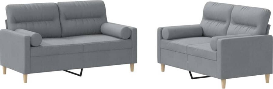 VidaXL -2-delige-Loungeset-met-kussens-stof-lichtgrijs - Foto 2