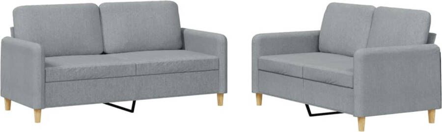 The Living Store Loungeset 2-zitsbank Lichtgrijs Polyester Metaal en multiplex Comfortabele zitervaring Loungeset Bankstel Buitenbank Tuinset Lounge Meubilair - Foto 2