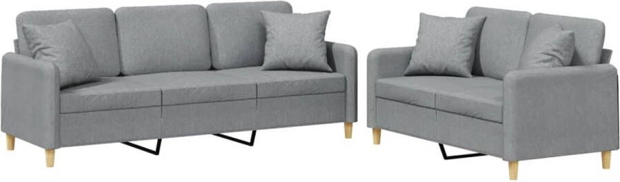 The Living Store Loungeset Polyester 2-zits 3-zits Bank Lichtgrijs Comfortabele zitervaring Loungeset Tuinmeubel Lounge Stoffen Meubels Loungebank 2 Persoons Bank - Foto 2