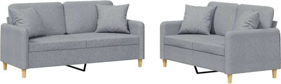 The Living Store 2-delige Loungeset met kussens stof lichtgrijs Loungeset Sofa Tuinset Loungemeubel Buitenspeelgoed - Foto 2