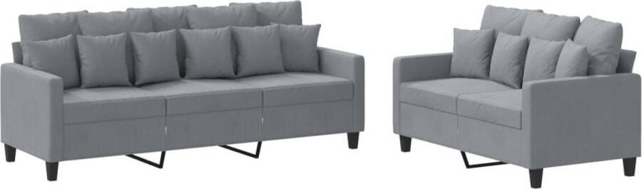 The Living Store Loungeset Monaco Lichtgrijs 2-zitsbank- 138x77x80cm 3-zitsbank- 198x77x80cm Schuim vulling Inclusief kussens Loungeset Tuinmeubilair Buitenkamer Loungebank Relaxstoel