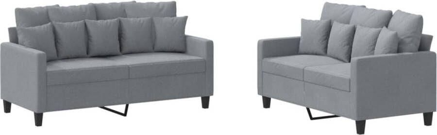 VidaXL Loungeset 2-delig Lichtgrijs Inclusief Kussens Loungeset Bankstel Tuinset Loungemeubilair Buitenshuis Meubelen Stoffen Bank Grijze Bank 2 Persoons Bank