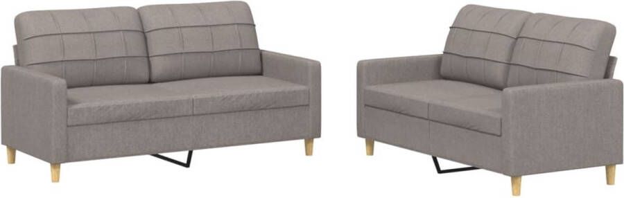 Vida XL vidaXL 2-delige Loungeset met kussens stof taupe-VXL-3201281 - Foto 2