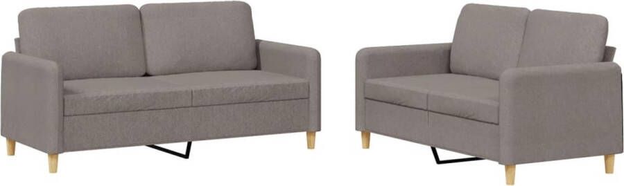 VidaXL Loungeset 2-delig met kussens Taupe Loungeset Tuinbank Buitentijd Lounge Stoffen Relaxstoel - Foto 2