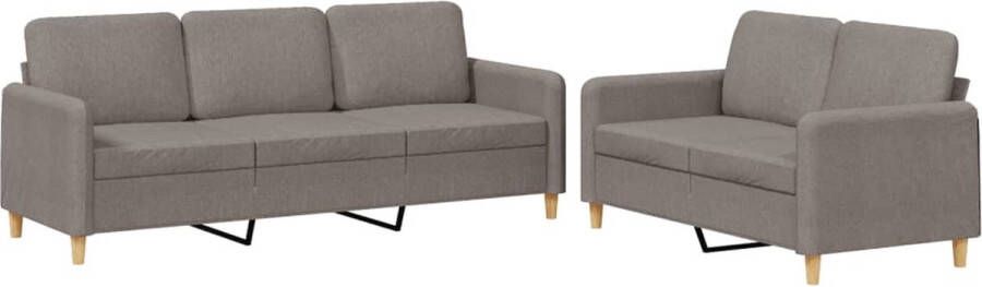 The Living Store 2-delige Loungeset met kussens stof taupe Loungebank Bankstel Tuinbank Lounge Set Stoffen Bank - Foto 2