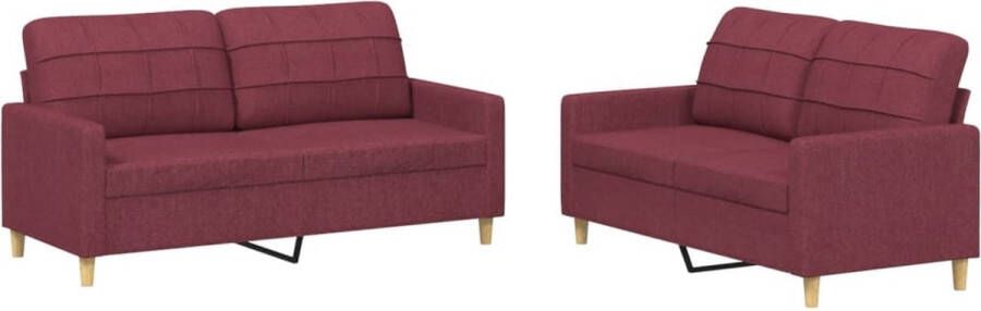 Vida XL vidaXL 2-delige Loungeset met kussens stof wijnrood-VXL-3201280 - Foto 2