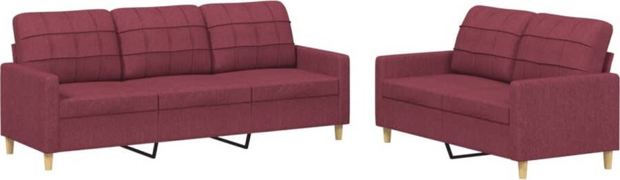VidaXL Loungeset 2-delig Wijnrood Inclusief Kussens Loungeset Tuinmeubelen Loungehoek Buitendecoratie Rood Velours Stoffen Sofa 2 Persoons Bank 3 Persoons Bank