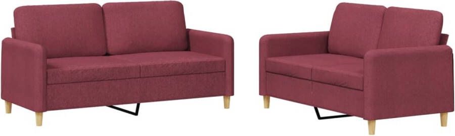 The Living Store Loungeset Bank 140 cm Wijnrood Stof Comfortabel en Duurzaam Metaal en Multiplex Loungeset Bankstel Tuinset Lounge Meubilair Stoffen Bankstel - Foto 2