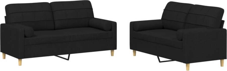 Vida XL vidaXL 2-delige Loungeset met kussens stof zwart-VXL-3201294 - Foto 3