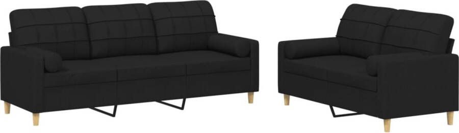 Vida XL vidaXL 2-delige Loungeset met kussens stof zwart-VXL-3201326 - Foto 3