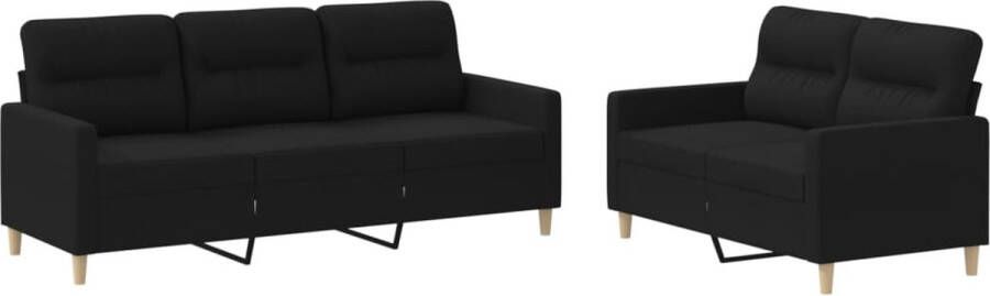 Vida XL vidaXL 2-delige loungeset met kussens stof zwart-VXL-3201464 - Foto 4