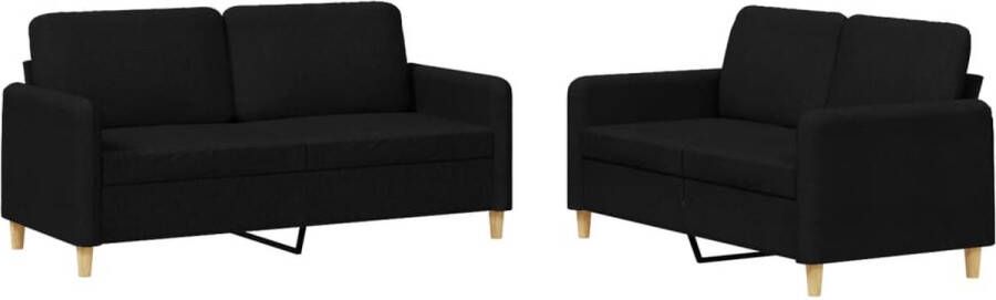 The Living Store Loungeset 2-zitsbank 140 cm zwart Duurzame stof en comfortabele zitervaring Loungebank Zweefstoel Tuinset Buitenshuis Meubilair Lounge Stoffering - Foto 2