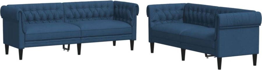 The Living Store 2-delige Loungeset stof blauw Loungeset Sofa Bankstellen Lounge Meubels Twee Persoons Sofa - Foto 2