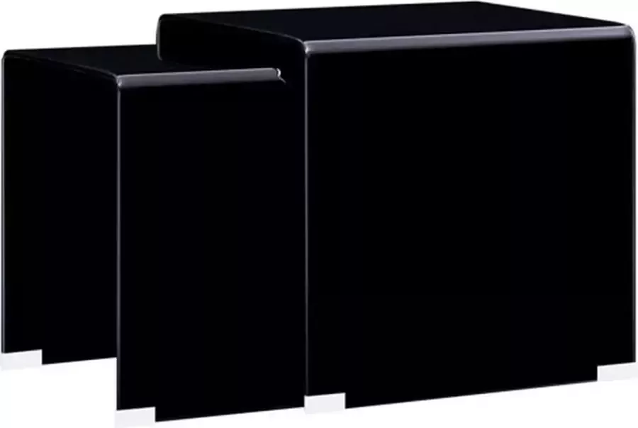 VidaXL 2-delige Salontafelset 42x42x41.5 cm gehard glas zwart