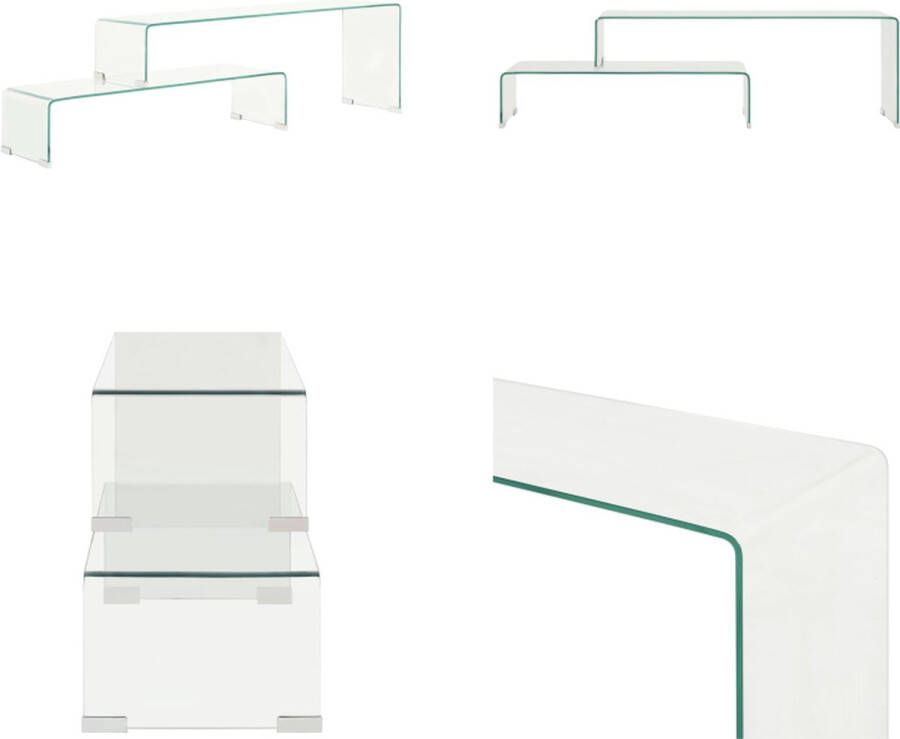VidaXL 2-delige salontafelset 90x30x20 110x30x40 cm gehard glas Salontafel Salontafels Woonkamertafel Woonkamertafels
