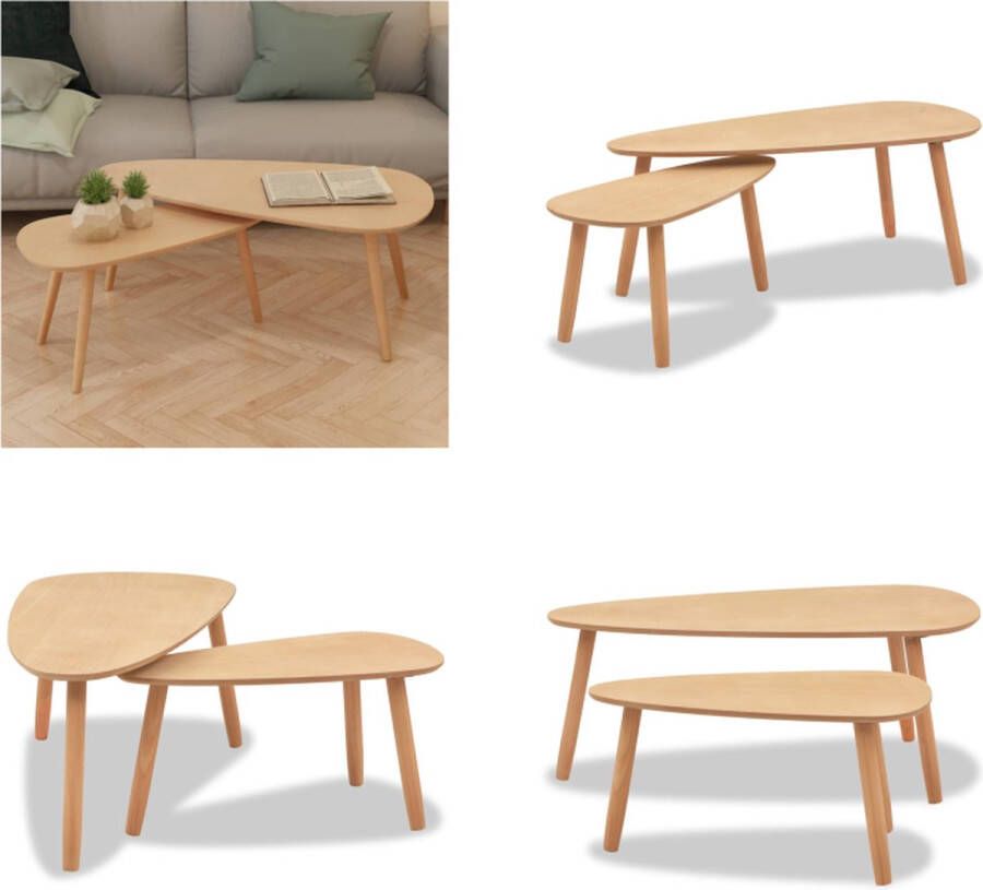 VidaXL 2-delige Salontafelset massief grenenhout bruin Salontafel Salontafels Bijzettafel Bijzettafels