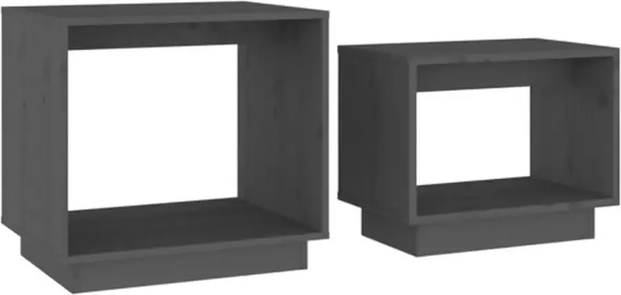 VidaXL -2-delige-Salontafelset-massief-grenenhout-grijs - Foto 4