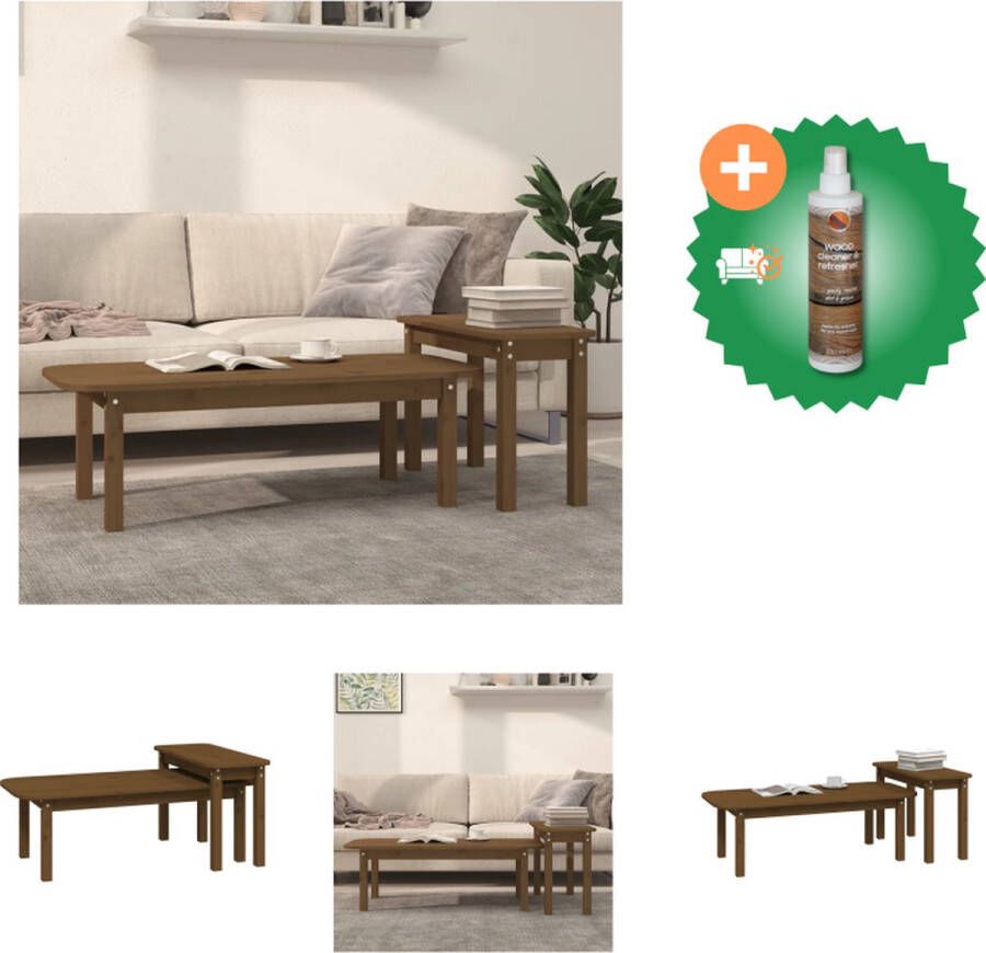 VidaXL Salontafel Set Grenenhout Multifunctioneel Honingbruin 50x40x47cm 40x25x32cm Montage vereist Tafel Inclusief Houtreiniger en verfrisser