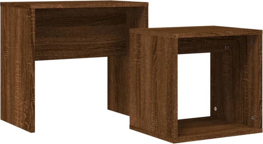 VidaXL Tafeltjesset 2-delig Bruin Eikenkleur Salontafel Bijzettafel Nachtaandachtjeskast Houten Salontafel Multifunctioneel Meubel Compactmeubilair Livingroom Furniture Koffietafel