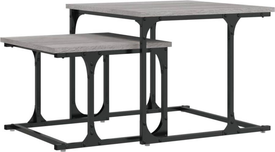 VidaXL Tafeltjesset 2-delig Grijs Sonoma Eiken Nesttafel Nesttafels Bijzettafel Banktafel