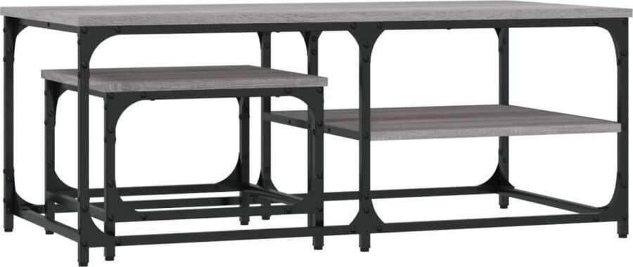 VidaXL Tafeltjesset 2-delig Grijs Sonoma Eiken Nesttafel Nesttafels Bijzettafel Tafeltjesset