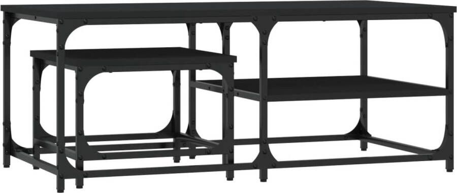 VidaXL -2-delige-Tafeltjesset-bewerkt-hout-zwart - Foto 3