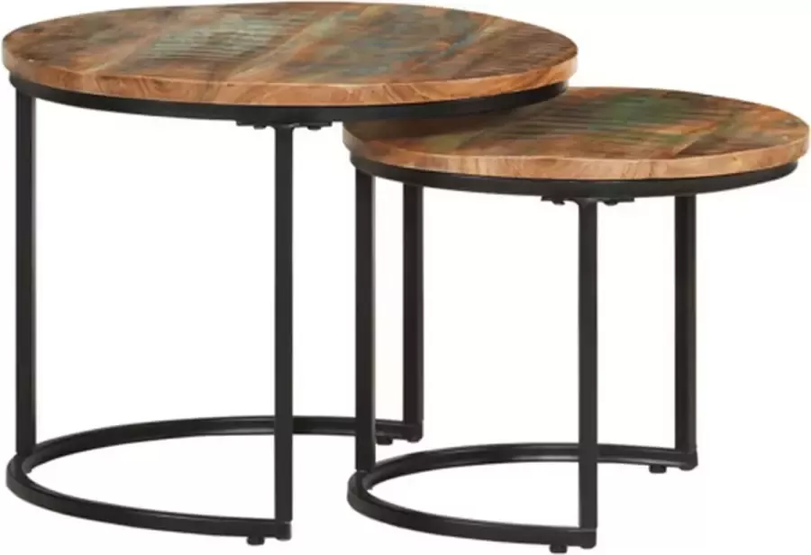 VidaXL -2-delige-Tafeltjesset-massief-gerecycled-hout - Foto 2