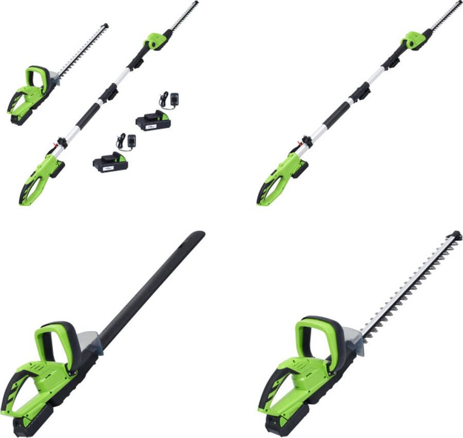 VidaXL 2-delige Tuingereedschapsset draadloos met opladers en accu's Tuingereedschap Tuingereedschappen Tuingereedschapset Tuingereedschapsset
