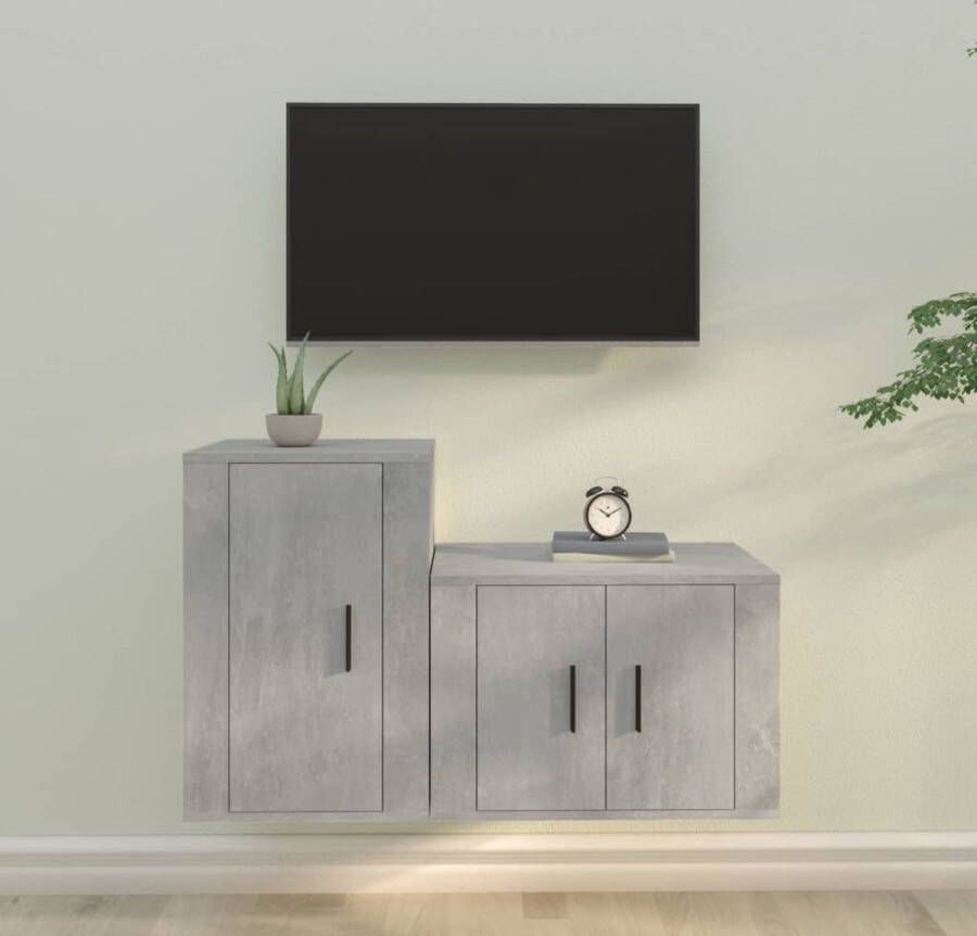 VidaXL -2-delige-Tv-meubelset-bewerkt-hout-betongrijs - Foto 3
