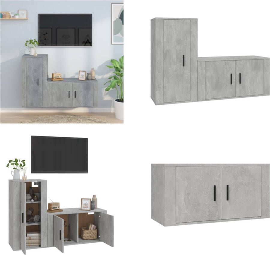 VidaXL 2-delige Tv-meubelset bewerkt hout betongrijs Tv-kast Tv-kasten Tv-meubel Hifi-meubel