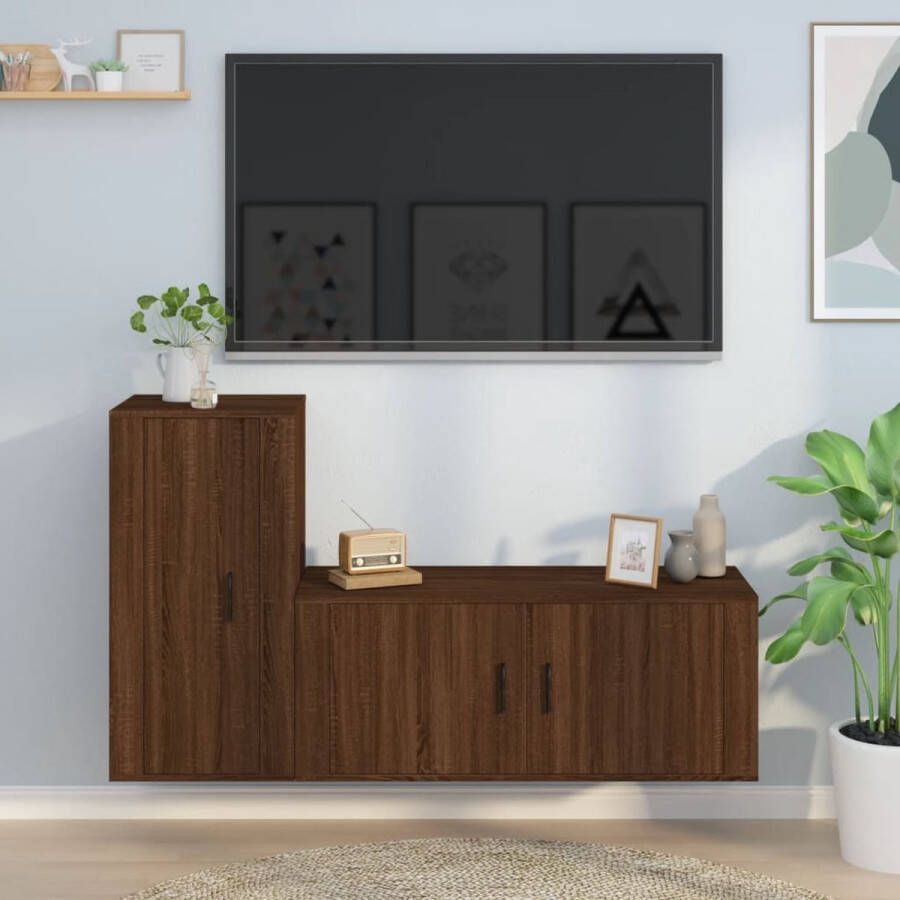 VidaXL -2-delige-Tv-meubelset-bewerkt-hout-bruineikenkleurig - Foto 3
