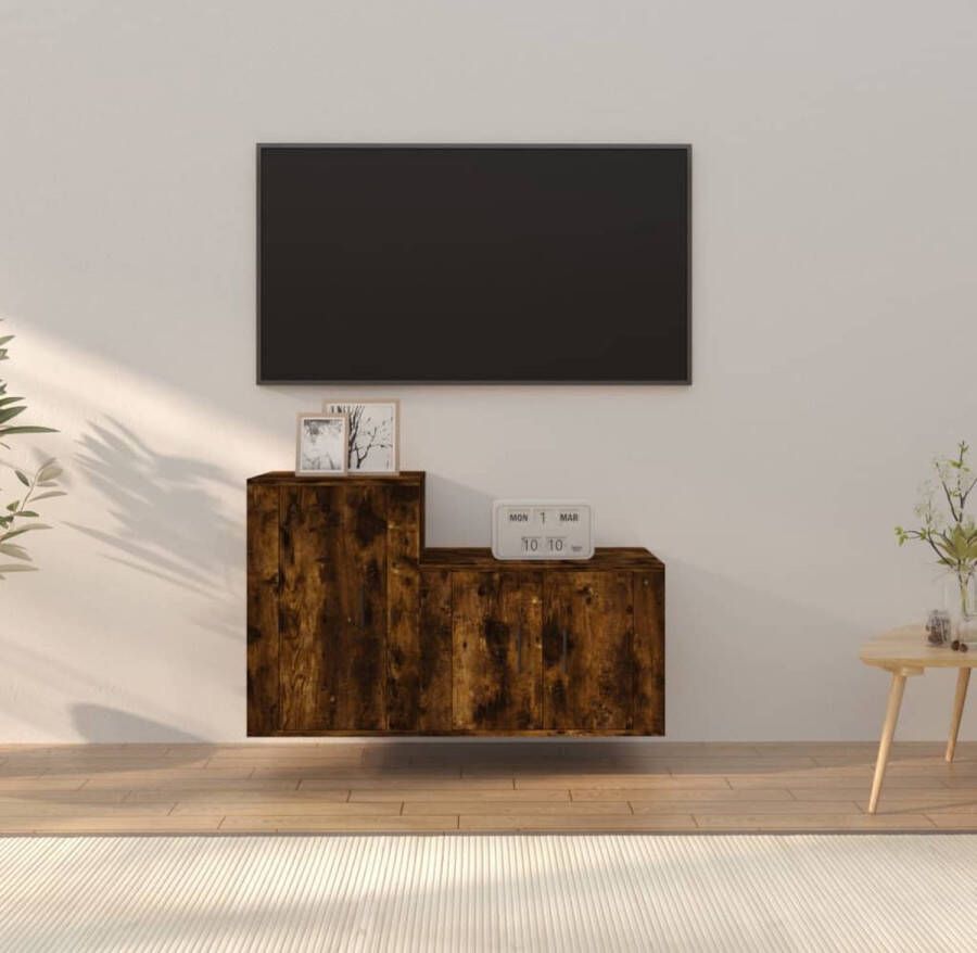 VidaXL -2-delige-Tv-meubelset-bewerkt-hout-gerookt-eikenkleurig - Foto 1