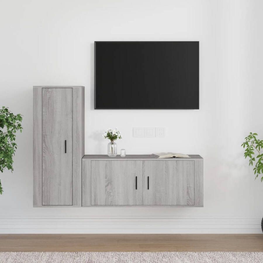 VidaXL -2-delige-Tv-meubelset-bewerkt-hout-grijs-sonoma-eikenkleurig - Foto 3