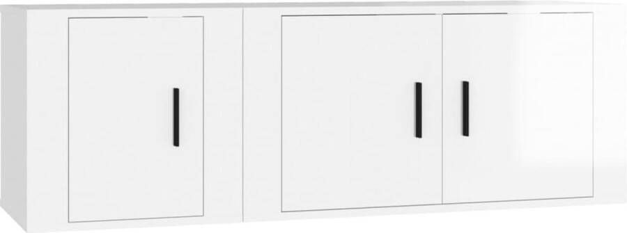 VidaXL Tv-meubelset 2-delig Hoogglans wit Klassieke Televisiekast Tv Meubel Tv Kast Witte Tv Kast Houten Tv Kast Wandmontage Tv Kast Opbergkast